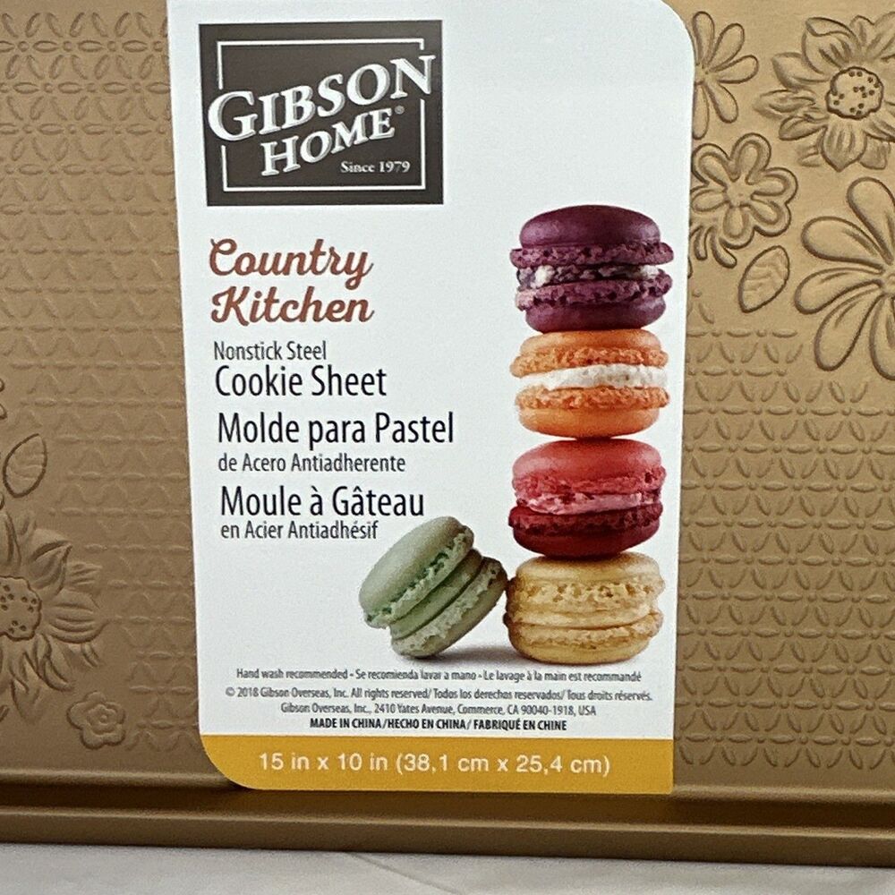 Gibson Home Country Kitchen Embossed Nonstick Steel Cookie Sheet 15x10 Copper - Picture 2 of 6